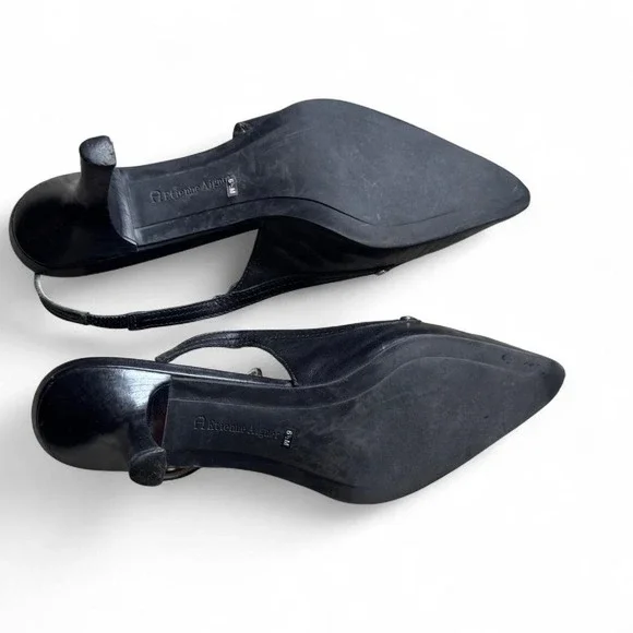 Vintage Leather Slingback Kitten Heels - Picture 2 of 4